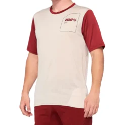 100 Percent Ridecamp Short Sleeve Jersey - Stone/Brick -CycloPro Shop 100RidecampJerseyStone