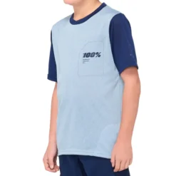 100 Percent Ridecamp Youth Short Sleeve Jersey - Light Slate/Navy