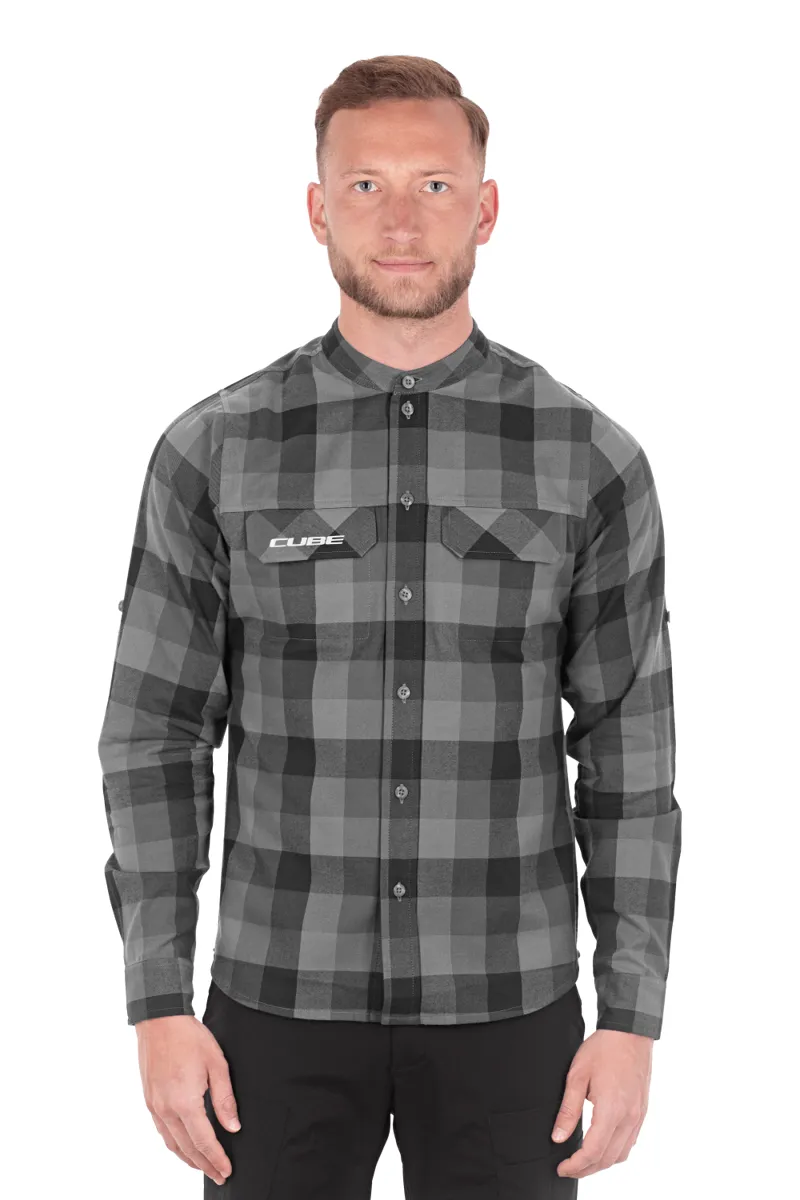 Cube Long Sleeve Work Shirt - Grey Check 3 Cube Long Sleeve Work Shirt - Grey Check