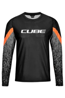 Cube Edge Round Neck Long Sleeve Jersey - Black/Orange 17 Cube Edge Round Neck Long Sleeve Jersey - Black/Orange -CycloPro Shop 11143 1