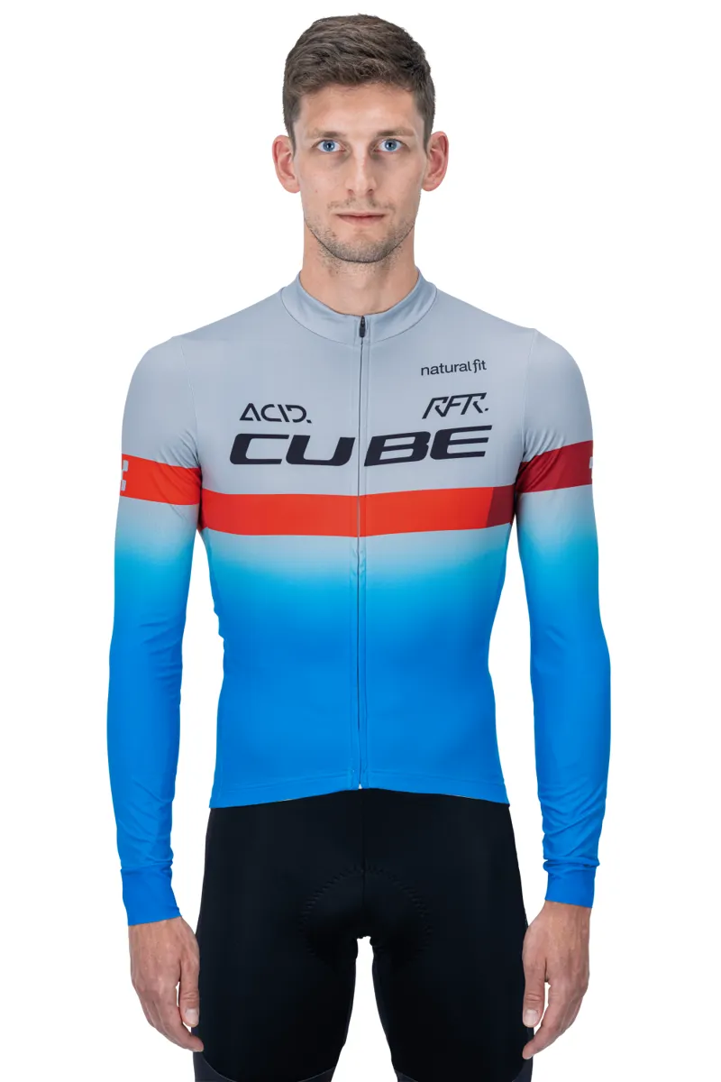 Cube Teamline Long Sleeve Jersey - Blue/Red/Grey 3 Cube Teamline Long Sleeve Jersey - Blue/Red/Grey