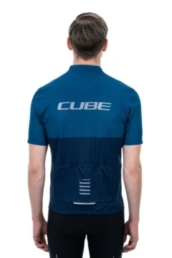 Cube ATX Full Zip Men's Short Sleeve Jersey - Blue -CycloPro Shop 12266 2