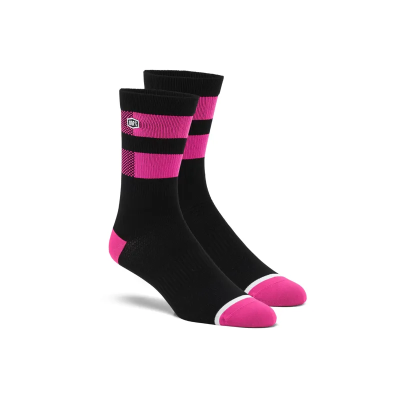 100 Percent Flow Performance Socks - Black/Fluo Pink 3 100 Percent Flow Performance Socks - Black/Fluo Pink