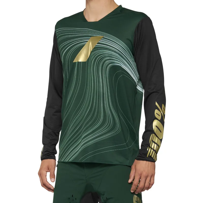 100 Percent R-Core X Limited Edition Men's Long Sleeve Jersey - Forest Green 4 100 Percent R-Core X Limited Edition Men's Long Sleeve Jersey - Forest Green - Image 2