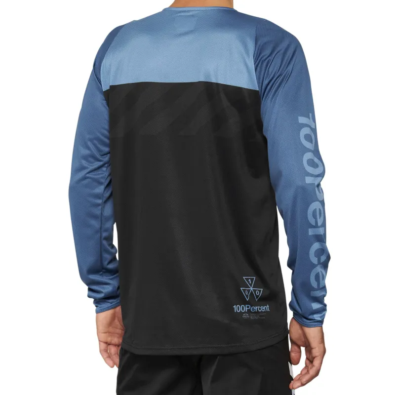 100 Percent R-Core Men's Long Sleeve Jersey - Black/Slate Blue 3 100 Percent R-Core Men's Long Sleeve Jersey - Black/Slate Blue