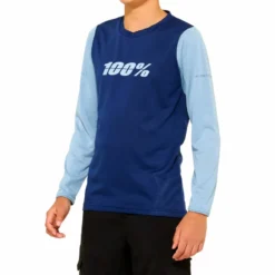 100 Percent Ridecamp Youth Long Sleeve Jersey - Slate/Navy -CycloPro Shop 40032 00004