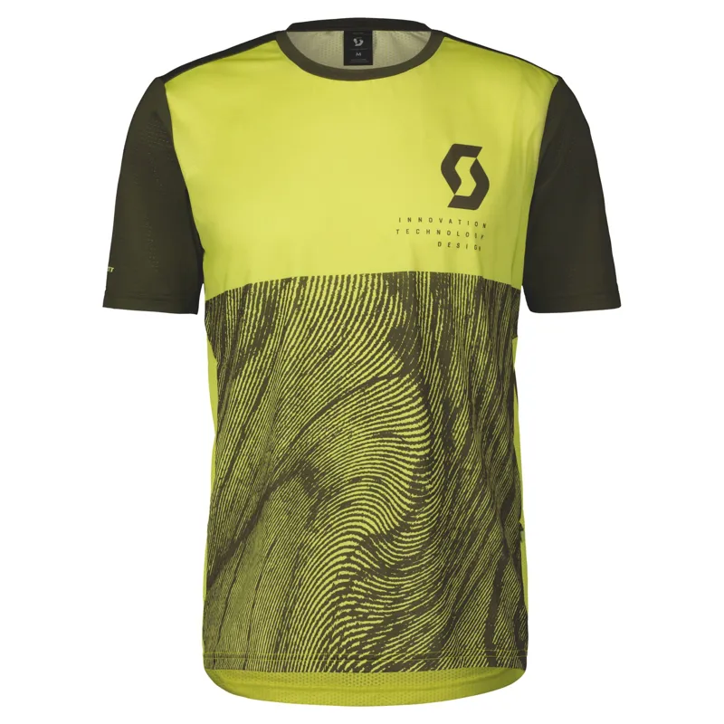 Scott Trail Vertic Men's Short Sleeve Jersey - Bitter Yellow/Fir Green 5 Scott Trail Vertic Men's Short Sleeve Jersey - Bitter Yellow/Fir Green - Image 3
