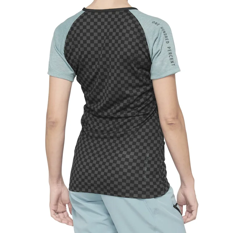 100 Percent Airmatic Womens Short Sleeve Jersey - Seafoam/Checkers 5 100 Percent Airmatic Womens Short Sleeve Jersey - Seafoam/Checkers - Image 3
