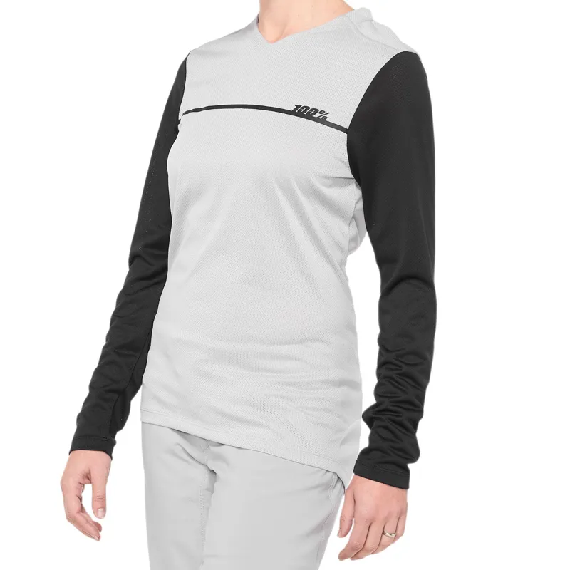 100 Percent Ridecamp Women's Long Sleeve Jersey - Grey/Black 3 100 Percent Ridecamp Women's Long Sleeve Jersey - Grey/Black