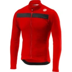 Castelli Puro 3 Thermal Men's Long Sleeve Jersey - Silver Grey/Red -CycloPro Shop 4518511 023