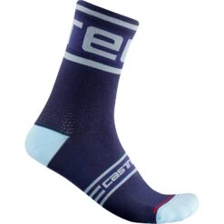 Castelli Prologo 15 Men's Socks - Steel Blue/Pop Orange/Black -CycloPro Shop CS21028SavileBlue
