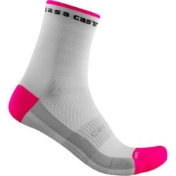 Castelli Rosso Corsa 11 Women's Socks - Steel Blue/Brilliant Pink -CycloPro Shop CS21062White 3