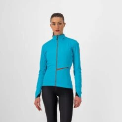 Castelli Go Women's Windproof Jacket - Dark Steel Blue/Soft Pink -CycloPro Shop CS21540BLURED