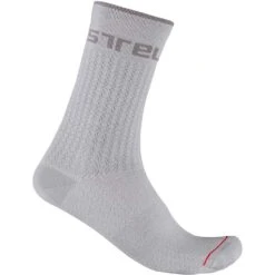 Castelli Distanza 20 Men's Socks - White 8 Castelli Distanza 20 Men's Socks - White -CycloPro Shop CS21552SILGray 1