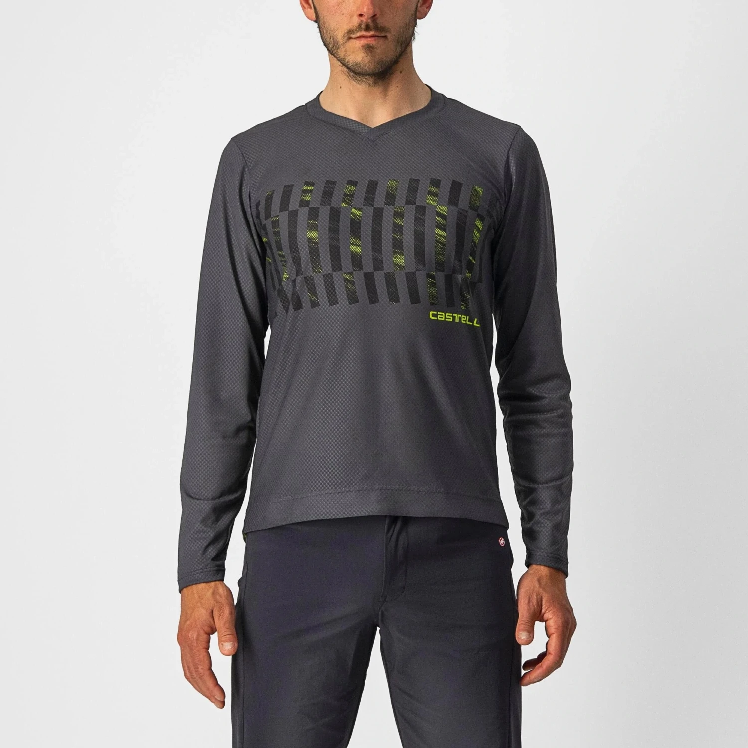 Castelli Trail Tech Men's Long Sleeve T-Shirt - Electric Lime/Dark Lime 4 Castelli Trail Tech Men's Long Sleeve T-Shirt - Electric Lime/Dark Lime - Image 2
