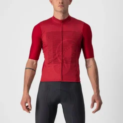 Castelli Bagarre Men's Short Sleeve Jersey - Pro Red/Bordeaux -CycloPro Shop CS220186221 1