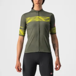 Castelli Fenice Women's Short Sleeve Jersey - Military Green/Sulphur