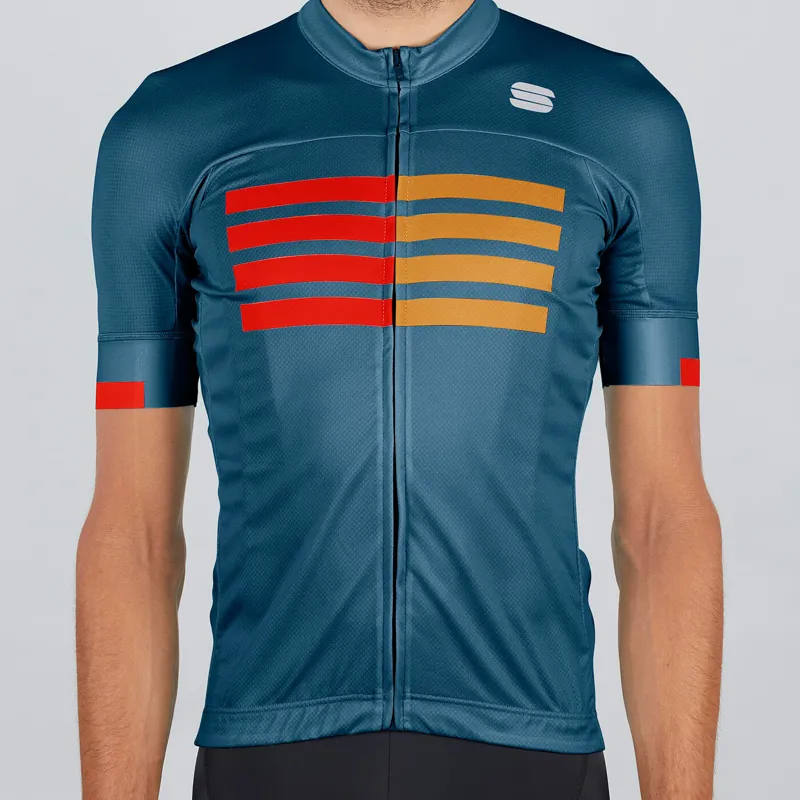 Sportful Wire Short Sleeve Jersey - Blue Twilight/Fire Red/Gold 4 Sportful Wire Short Sleeve Jersey - Blue Twilight/Fire Red/Gold - Image 2