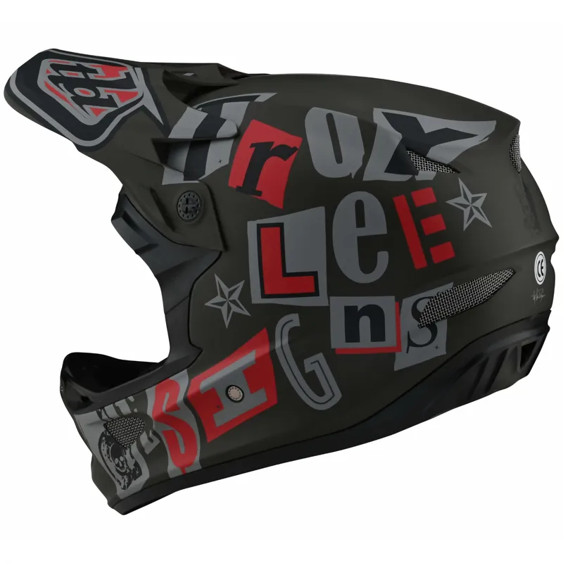 Troy Lee Designs D3 Fiberlite Full Face Helmet - Anarchy - Olive 3 Troy Lee Designs D3 Fiberlite Full Face Helmet - Anarchy - Olive