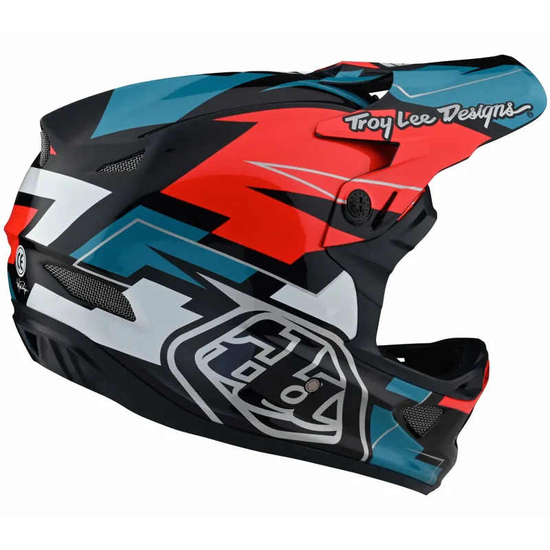 Troy Lee Designs D3 Fiberlite Full Face Helmet - Vertigo - Blue/Red 6 Troy Lee Designs D3 Fiberlite Full Face Helmet - Vertigo - Blue/Red - Image 4