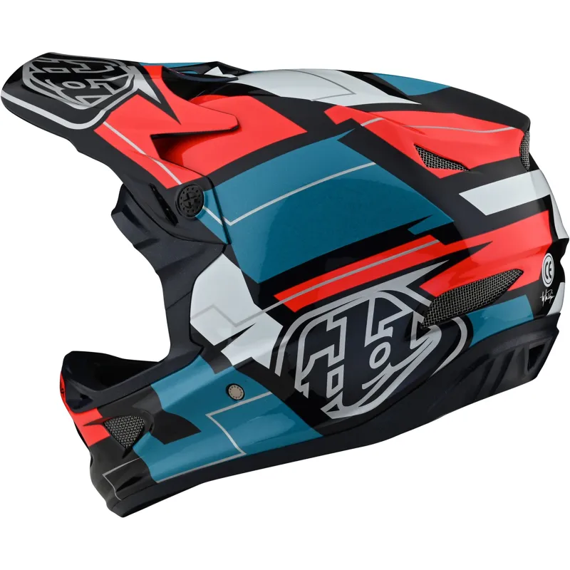 Troy Lee Designs D3 Fiberlite Full Face Helmet - Vertigo - Blue/Red 7 Troy Lee Designs D3 Fiberlite Full Face Helmet - Vertigo - Blue/Red - Image 5