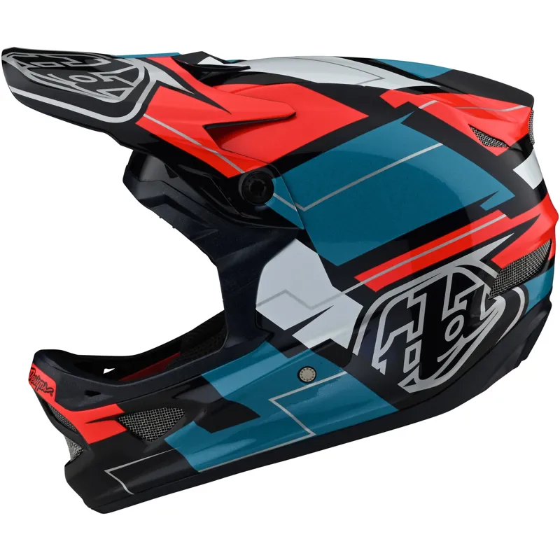 Troy Lee Designs D3 Fiberlite Full Face Helmet - Vertigo - Blue/Red 8 Troy Lee Designs D3 Fiberlite Full Face Helmet - Vertigo - Blue/Red - Image 6