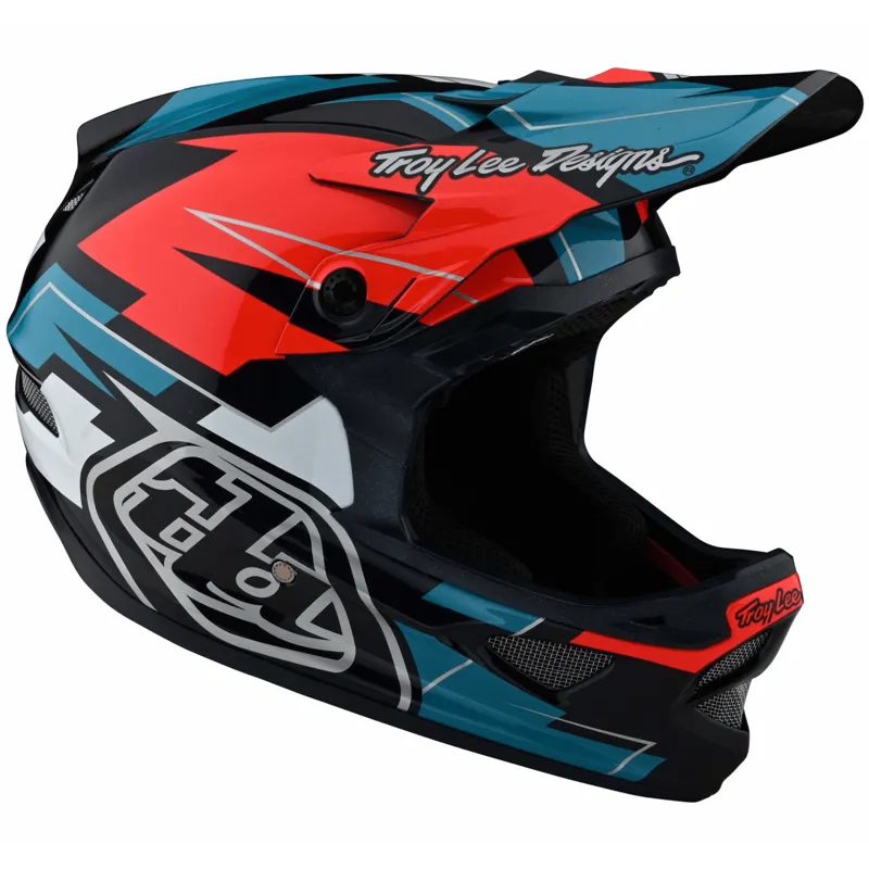 Troy Lee Designs D3 Fiberlite Full Face Helmet - Vertigo - Blue/Red 4 Troy Lee Designs D3 Fiberlite Full Face Helmet - Vertigo - Blue/Red - Image 2