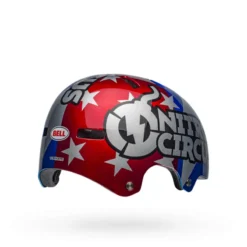 Bell Local BMX/Skate Helmet - Nitro Circus Gloss Silver/Blue/Red -CycloPro Shop bell local bmx skate helmet nitro circus gloss silver blue red back right 1