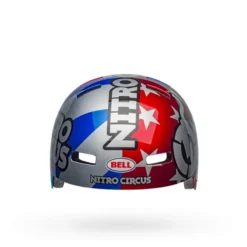 Bell Local BMX/Skate Helmet - Nitro Circus Gloss Silver/Blue/Red -CycloPro Shop bell local bmx skate helmet nitro circus gloss silver blue red front 1