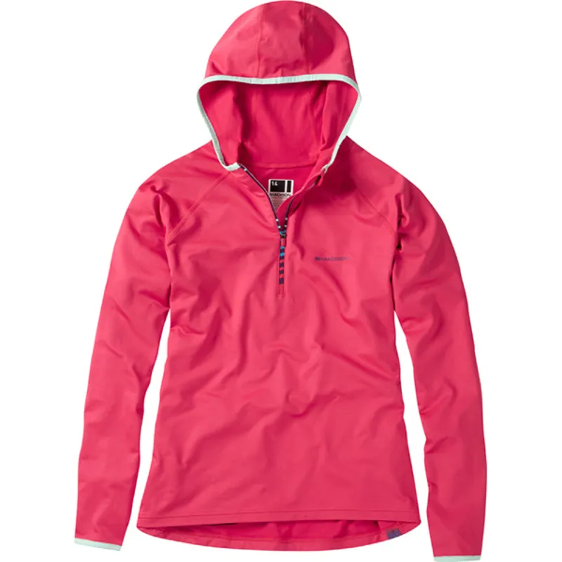 Madison Zena Womens Long Sleeve Hooded Top - Rose Red 3 Madison Zena Womens Long Sleeve Hooded Top - Rose Red