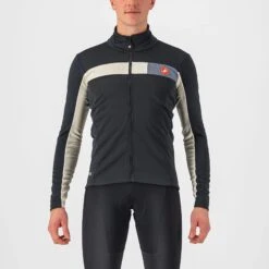 Castelli Mortirolo 6S Men's Jacket - Dark Grey/Silver Grey/Red Reflex