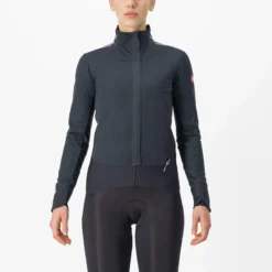 Castelli Alpha Doppio RoS Women's Waterproof Jacket - Black/Silver Reflex -CycloPro Shop cs235410851 1