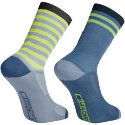 Madison Sportive Long Socks Twin Pack - Shale Blue/Lime Punch