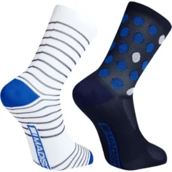 Madison Sportive Mid Socks Twin Pack - Blue Spot/White Stripe